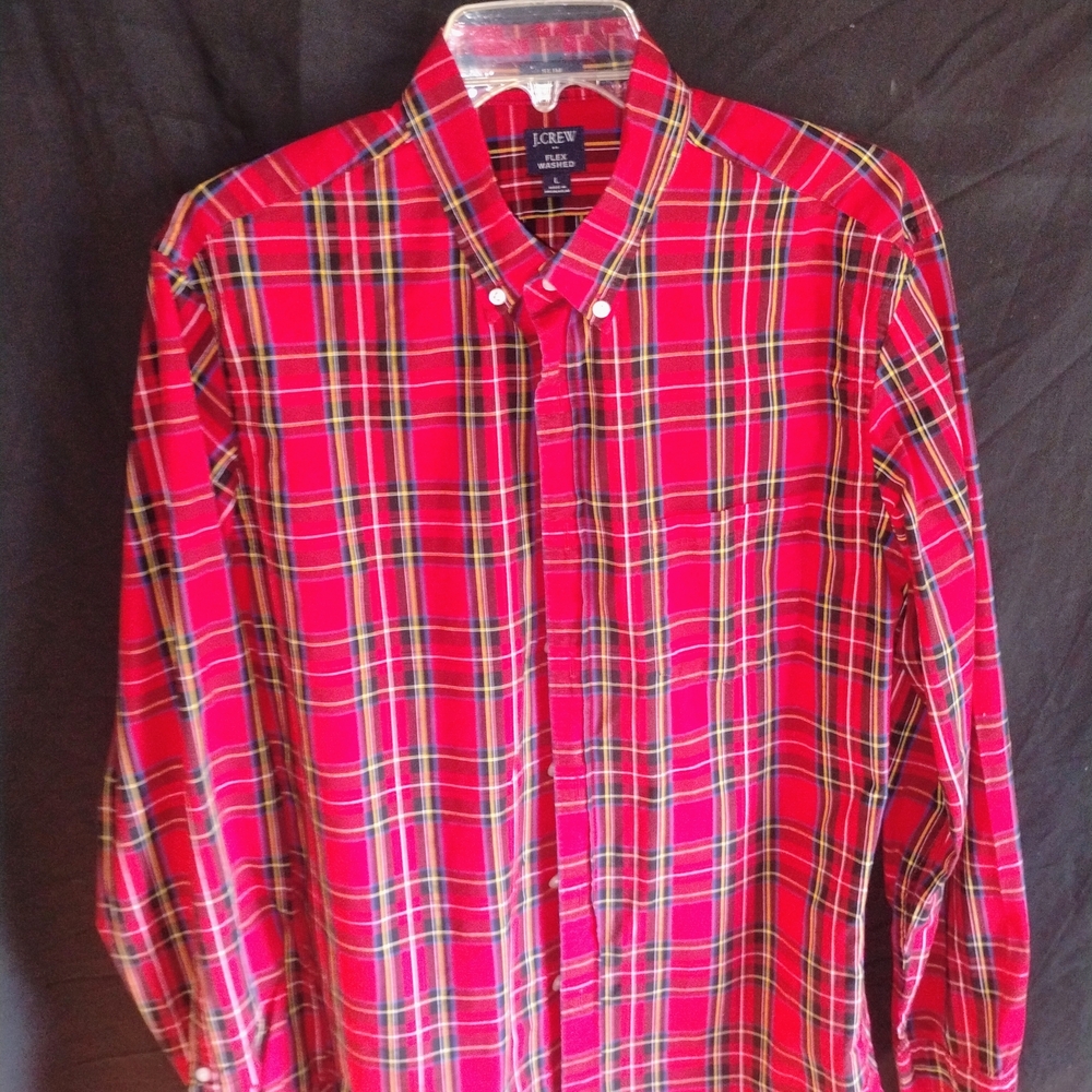 J. Crew Men's Red Plaid Button-Down Shirt